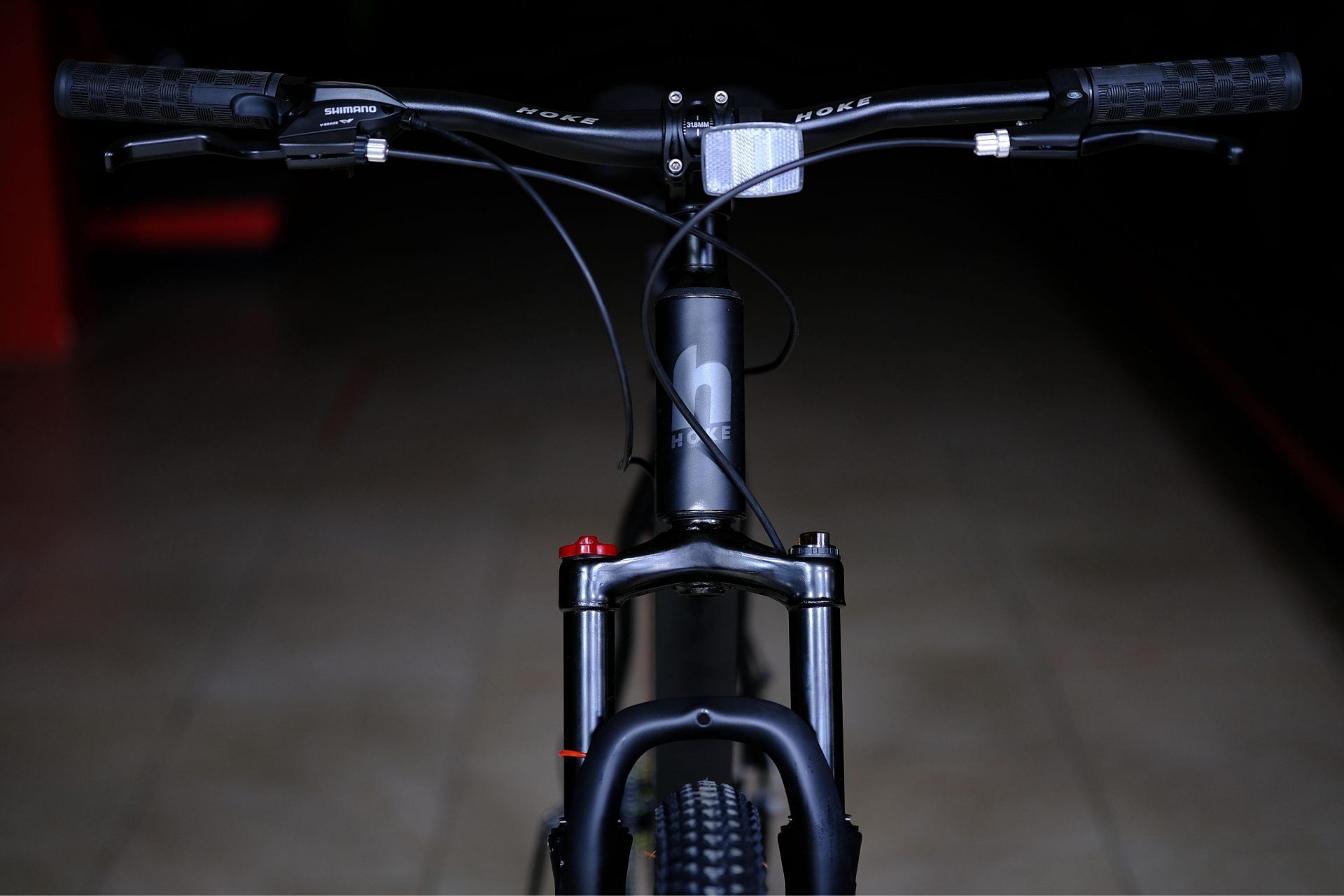 Вилка амортизационная пружинная 100 mm с функцией регулировки и блокировки хода (механическая блокировка)
 HOKE ONE WAY 29 матовый чёрный 21